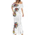 Hawaiian and Japanese Together Mermaid Dress Colorful Traditional Japanese Tattoo and Kakau Pattern White Color