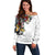 Hawaiian and Japanese Together Off Shoulder Sweater Colorful Traditional Japanese Tattoo and Kakau Pattern White Color