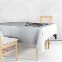 Hawaiian and Japanese Together Tablecloth Colorful Traditional Japanese Tattoo and Kakau Pattern White Color LT03 - Polynesian Pride