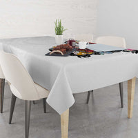 Hawaiian and Japanese Together Tablecloth Colorful Traditional Japanese Tattoo and Kakau Pattern White Color LT03 - Polynesian Pride