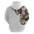 Hawaiian and Japanese Together Zip Hoodie Colorful Traditional Japanese Tattoo and Kakau Pattern White Color