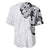 Hawaiian and Japanese Together Baseball Jersey Japanese Koi Fish Tattoo and Kakau Pattern White Color