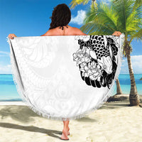 Hawaiian and Japanese Together Beach Blanket Japanese Koi Fish Tattoo and Kakau Pattern White Color LT03 - Polynesian Pride