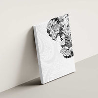 Hawaiian and Japanese Together Canvas Wall Art Japanese Koi Fish Tattoo and Kakau Pattern White Color LT03 - Polynesian Pride