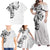 Hawaiian and Japanese Together Family Matching Off Shoulder Maxi Dress and Hawaiian Shirt Japanese Koi Fish Tattoo and Kakau Pattern White Color