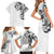 Hawaiian and Japanese Together Family Matching Short Sleeve Bodycon Dress and Hawaiian Shirt Japanese Koi Fish Tattoo and Kakau Pattern White Color