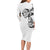 Hawaiian and Japanese Together Long Sleeve Bodycon Dress Japanese Koi Fish Tattoo and Kakau Pattern White Color