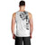 Hawaiian and Japanese Together Men Tank Top Japanese Koi Fish Tattoo and Kakau Pattern White Color