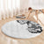 Hawaiian and Japanese Together Round Carpet Japanese Koi Fish Tattoo and Kakau Pattern White Color