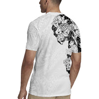 Hawaiian and Japanese Together Rugby Jersey Japanese Koi Fish Tattoo and Kakau Pattern White Color LT03 - Polynesian Pride