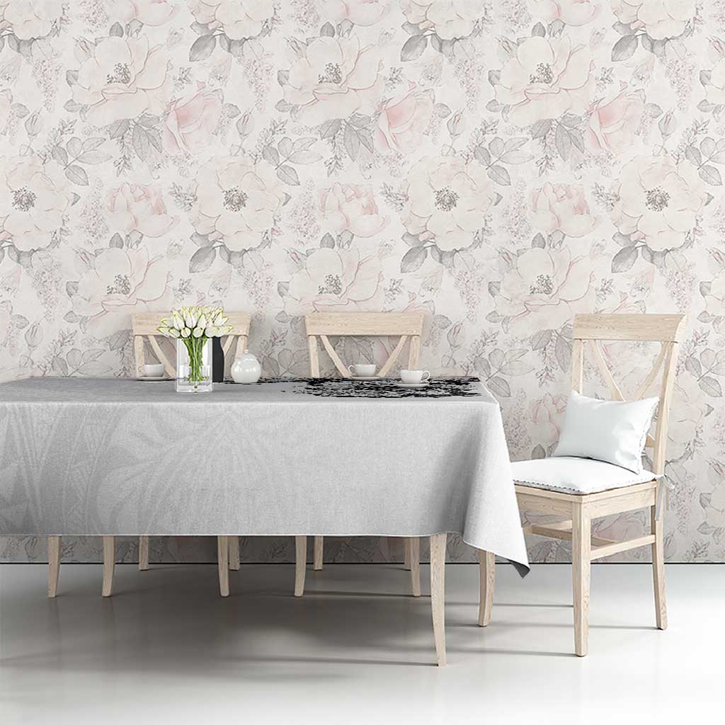 Hawaiian and Japanese Together Tablecloth Japanese Koi Fish Tattoo and Kakau Pattern White Color LT03 - Polynesian Pride