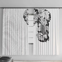 Hawaiian and Japanese Together Window Curtain Japanese Koi Fish Tattoo and Kakau Pattern White Color LT03 With Hooks White - Polynesian Pride