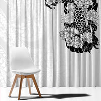 Hawaiian and Japanese Together Window Curtain Japanese Koi Fish Tattoo and Kakau Pattern White Color LT03 - Polynesian Pride