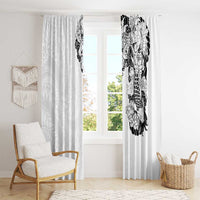Hawaiian and Japanese Together Window Curtain Japanese Koi Fish Tattoo and Kakau Pattern White Color LT03 - Polynesian Pride