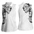 Hawaiian and Japanese Together Women Sleeveless Polo Shirt Japanese Koi Fish Tattoo and Kakau Pattern White Color