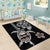 Hawaiian and Japanese Together Area Rug Japanese Culture and Turtle Kakau Tattoo Black Color