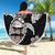 Hawaiian and Japanese Together Beach Blanket Japanese Culture and Turtle Kakau Tattoo Black Color