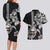 Hawaiian and Japanese Together Couples Matching Long Sleeve Bodycon Dress and Hawaiian Shirt Japanese Culture and Turtle Kakau Tattoo Black Color