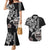 Hawaiian and Japanese Together Couples Matching Mermaid Dress and Hawaiian Shirt Japanese Culture and Turtle Kakau Tattoo Black Color