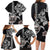 Hawaiian and Japanese Together Family Matching Long Sleeve Bodycon Dress and Hawaiian Shirt Japanese Culture and Turtle Kakau Tattoo Black Color