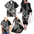 Hawaiian and Japanese Together Family Matching Off The Shoulder Long Sleeve Dress and Hawaiian Shirt Japanese Culture and Turtle Kakau Tattoo Black Color