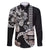 Hawaiian and Japanese Together Family Matching Off The Shoulder Long Sleeve Dress and Hawaiian Shirt Japanese Culture and Turtle Kakau Tattoo Black Color