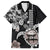 Hawaiian and Japanese Together Family Matching Off Shoulder Short Dress and Hawaiian Shirt Japanese Culture and Turtle Kakau Tattoo Black Color