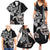 Hawaiian and Japanese Together Family Matching Summer Maxi Dress and Hawaiian Shirt Japanese Culture and Turtle Kakau Tattoo Black Color