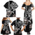 Hawaiian and Japanese Together Family Matching Summer Maxi Dress and Hawaiian Shirt Japanese Culture and Turtle Kakau Tattoo Black Color