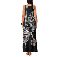 Hawaiian and Japanese Together Family Matching Tank Maxi Dress and Hawaiian Shirt Japanese Culture and Turtle Kakau Tattoo Black Color