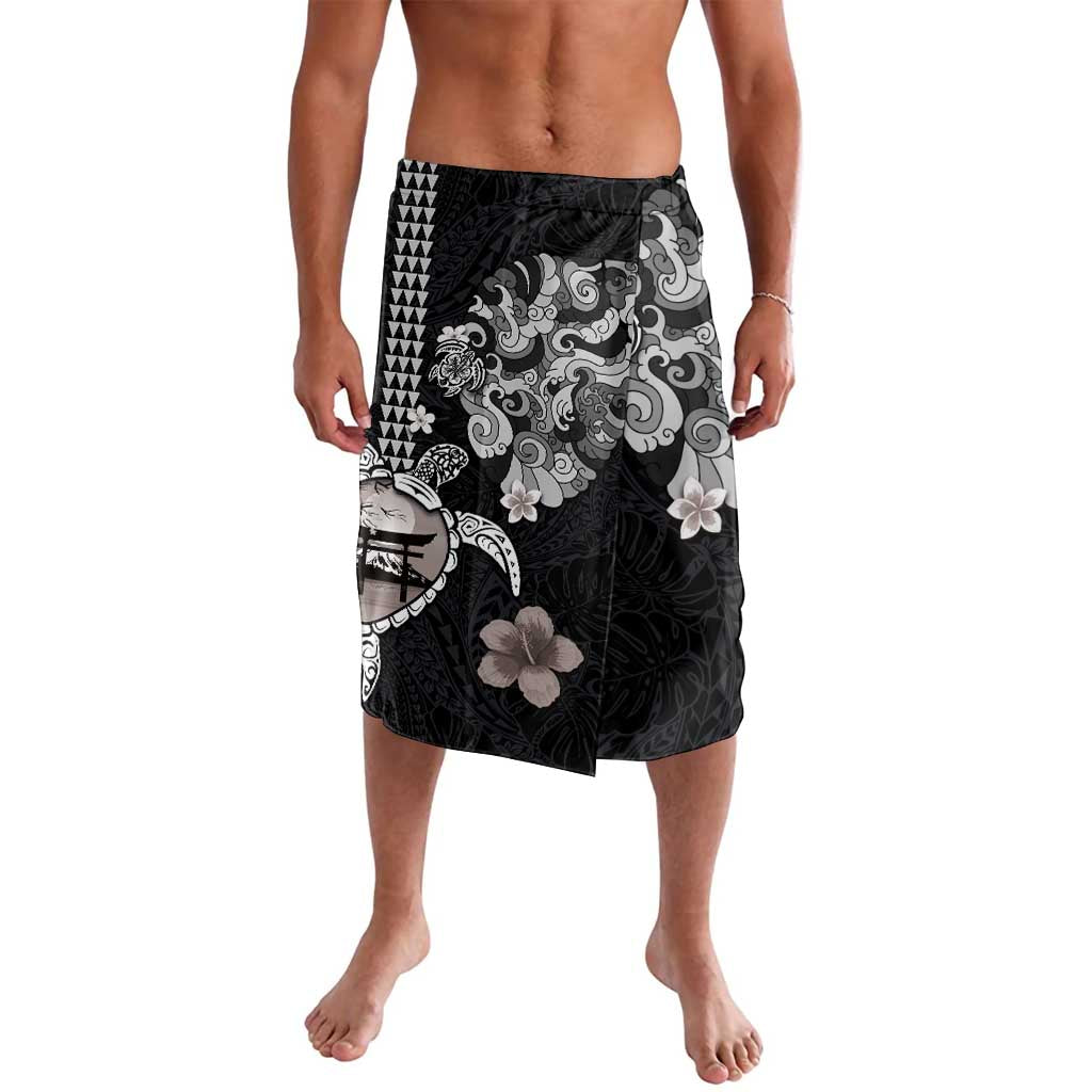 Hawaiian and Japanese Together Lavalava Japanese Culture and Turtle Kakau Tattoo Black Color LT03 Black - Polynesian Pride