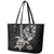 Hawaiian and Japanese Together Leather Tote Bag Japanese Culture and Turtle Kakau Tattoo Black Color