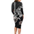 Hawaiian and Japanese Together Long Sleeve Bodycon Dress Japanese Culture and Turtle Kakau Tattoo Black Color