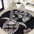 Hawaiian and Japanese Together Round Carpet Japanese Culture and Turtle Kakau Tattoo Black Color