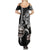 Hawaiian and Japanese Together Summer Maxi Dress Japanese Culture and Turtle Kakau Tattoo Black Color