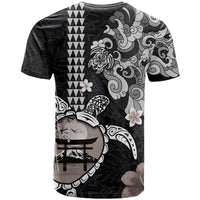 Hawaiian and Japanese Together T Shirt Japanese Culture and Turtle Kakau Tattoo Black Color