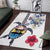 Hawaiian and Japanese Together Area Rug Japanese Culture and Turtle Kakau Tattoo White Color