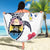 Hawaiian and Japanese Together Beach Blanket Japanese Culture and Turtle Kakau Tattoo White Color