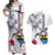 Hawaiian and Japanese Together Couples Matching Off Shoulder Maxi Dress and Hawaiian Shirt Japanese Culture and Turtle Kakau Tattoo White Color