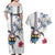 Hawaiian and Japanese Together Couples Matching Off Shoulder Maxi Dress and Hawaiian Shirt Japanese Culture and Turtle Kakau Tattoo White Color