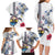 Hawaiian and Japanese Together Family Matching Long Sleeve Bodycon Dress and Hawaiian Shirt Japanese Culture and Turtle Kakau Tattoo White Color