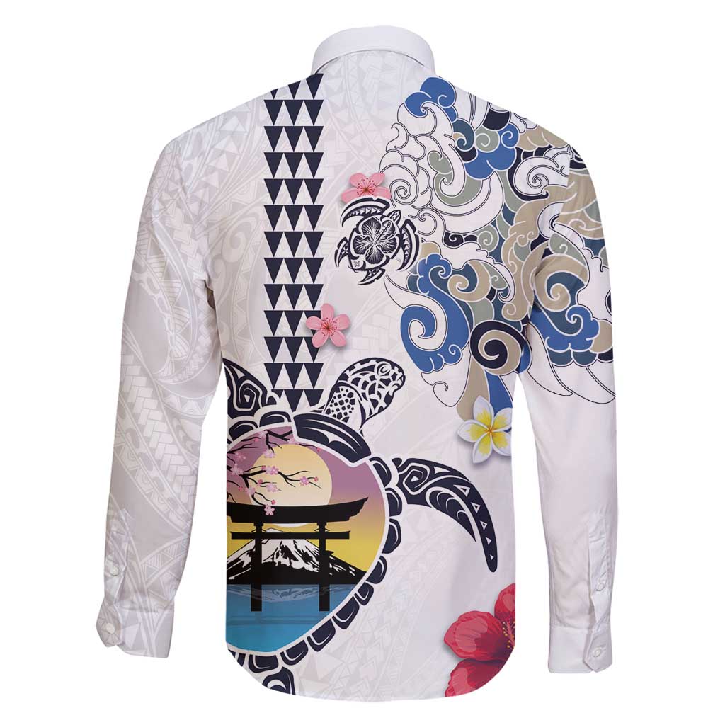 Hawaiian and Japanese Together Family Matching Summer Maxi Dress and Hawaiian Shirt Japanese Culture and Turtle Kakau Tattoo White Color LT03 - Polynesian Pride
