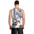 Hawaiian and Japanese Together Men Tank Top Japanese Culture and Turtle Kakau Tattoo White Color