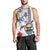 Hawaiian and Japanese Together Men Tank Top Japanese Culture and Turtle Kakau Tattoo White Color