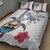 Hawaiian and Japanese Together Quilt Bed Set Japanese Culture and Turtle Kakau Tattoo White Color