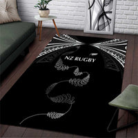 New Zealand Rugby Area Rug Aotearoa Armour Blacks Silver Ferns - Polynesian Pride
