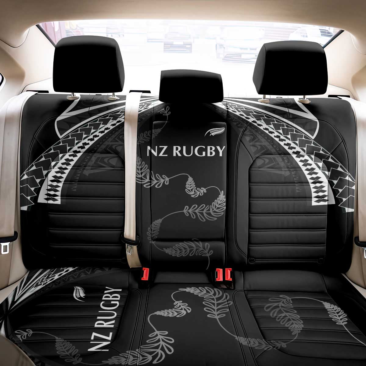 New Zealand Rugby Back Car Seat Cover Aotearoa Armour Blacks Silver Ferns - Polynesian Pride