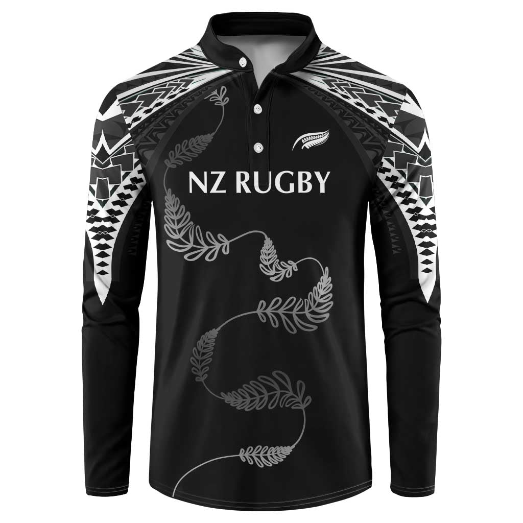 New Zealand Rugby Custom Button Sweatshirt Aotearoa Armour Blacks Silver Ferns - Polynesian Pride