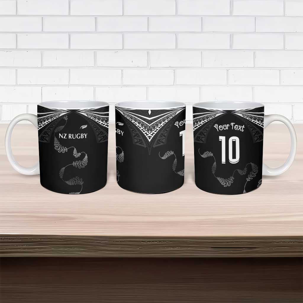 New Zealand Rugby Custom Ceramic Mug Aotearoa Armour Blacks Silver Ferns - Polynesian Pride