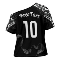 New Zealand Rugby Custom Cross Shoulder Shirt Aotearoa Armour Blacks Silver Ferns - Polynesian Pride